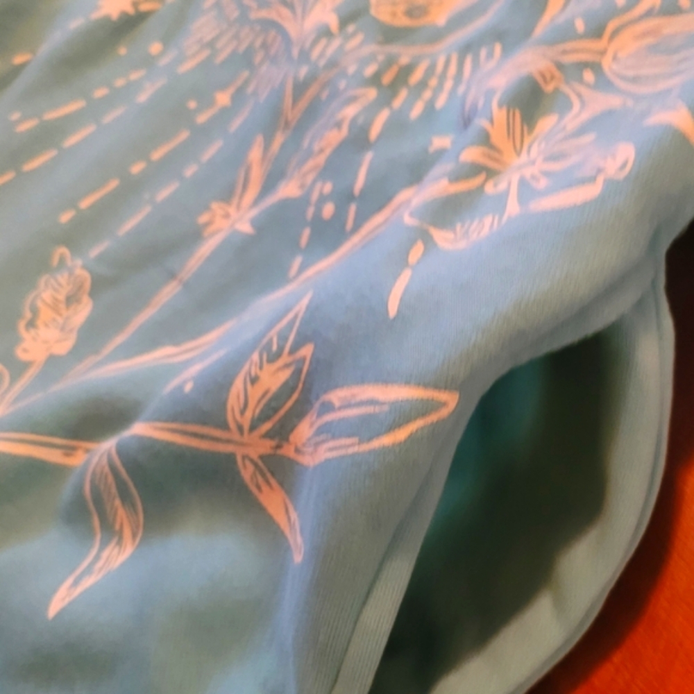Blue Floral And Celestial Graphic Oversized Sweatshirt With Pockets - Picture 4 of 7